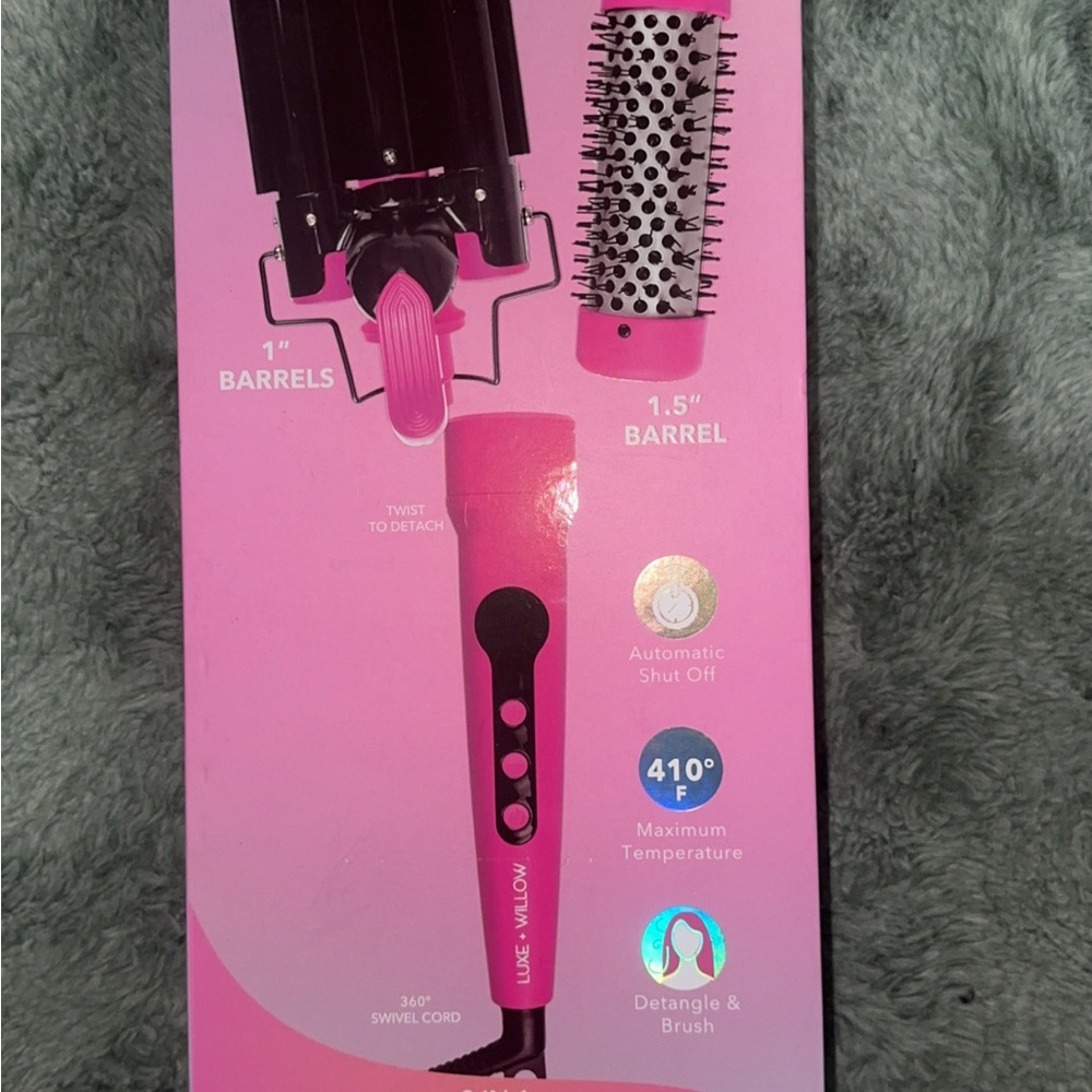 Luxe + Willow 2 in 1 thermal brush and triple barrel waver set